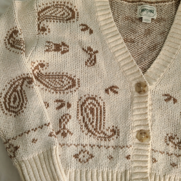 American Eagle Outfitters Beige and Brown Chunky Paisley Cardigan - Picture 4 of 11